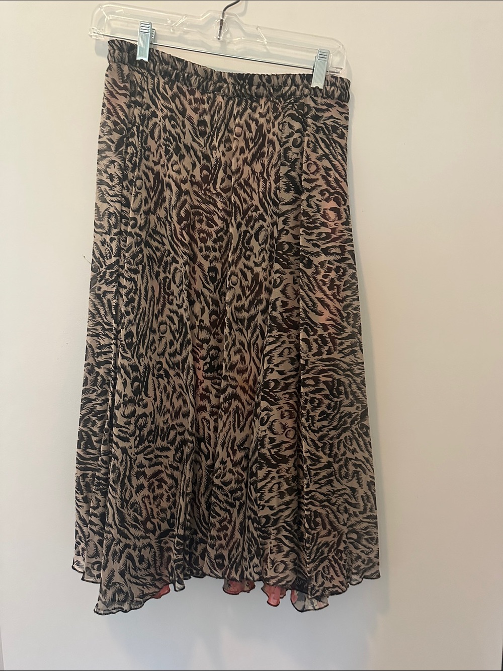 Midi reversible Animal-Print Skirt in Black and Brown